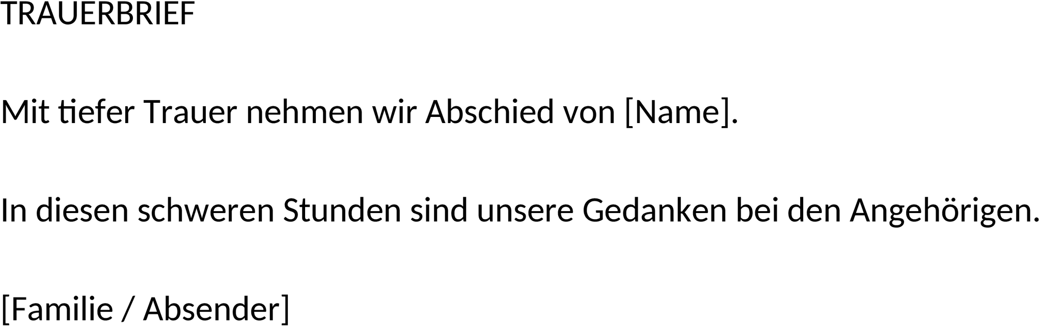 Trauerbrief Word-Vorlage