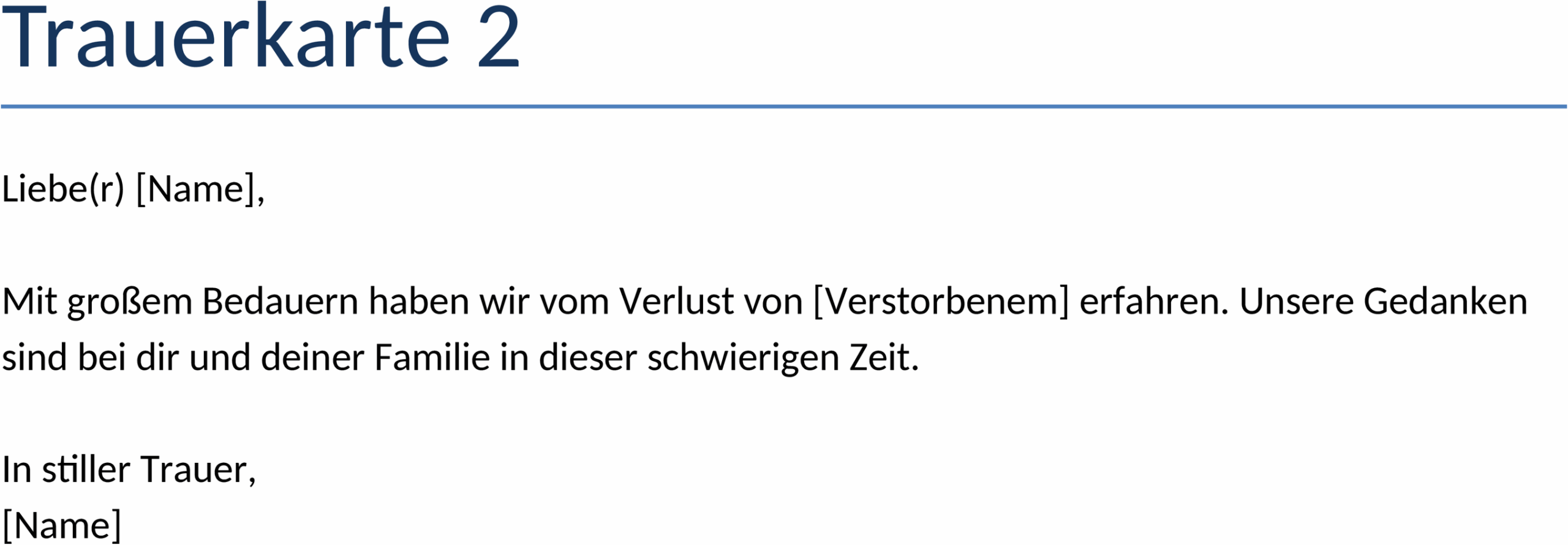Trauerkarte im Word-Format