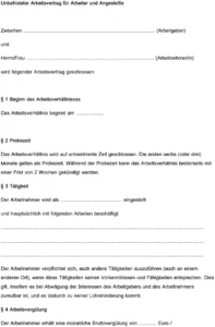 unbefristeter-arbeitsvertrag-vorlage