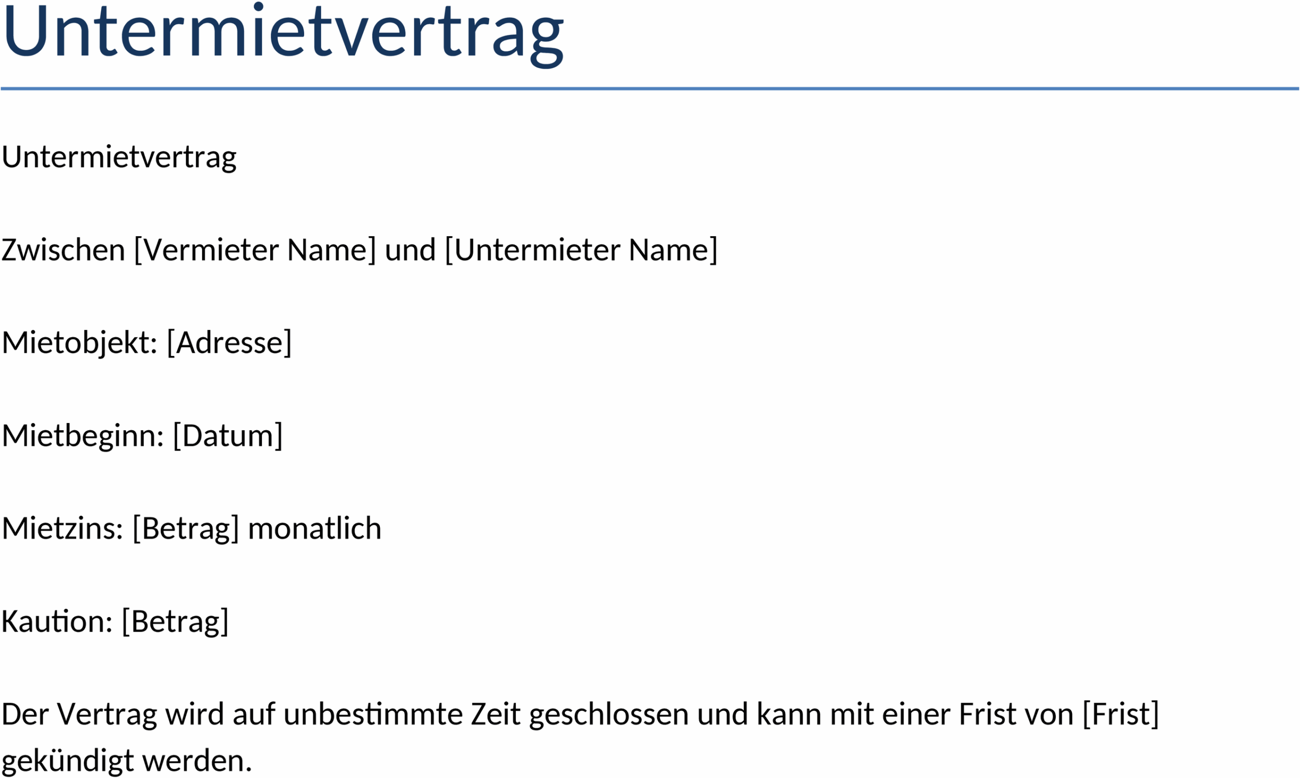 Untermietvertrag Word-Datei