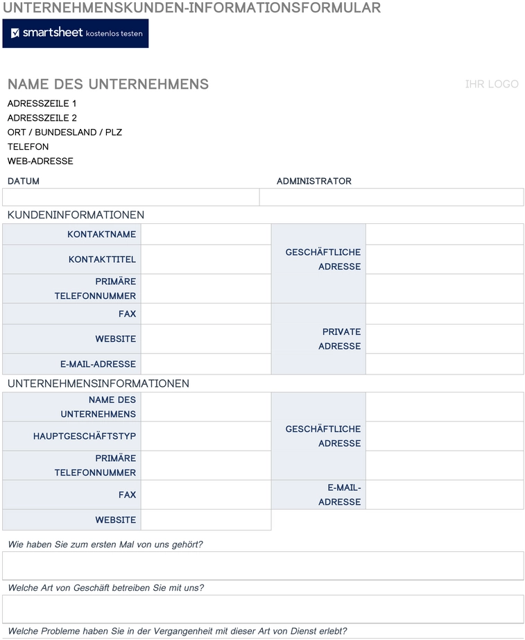 unternehmenskunden-informationsformular
