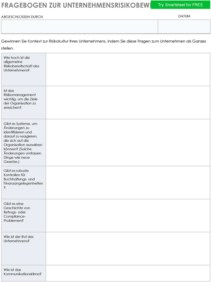 unternehmensrisiko-assessment-vorlage-analysieren