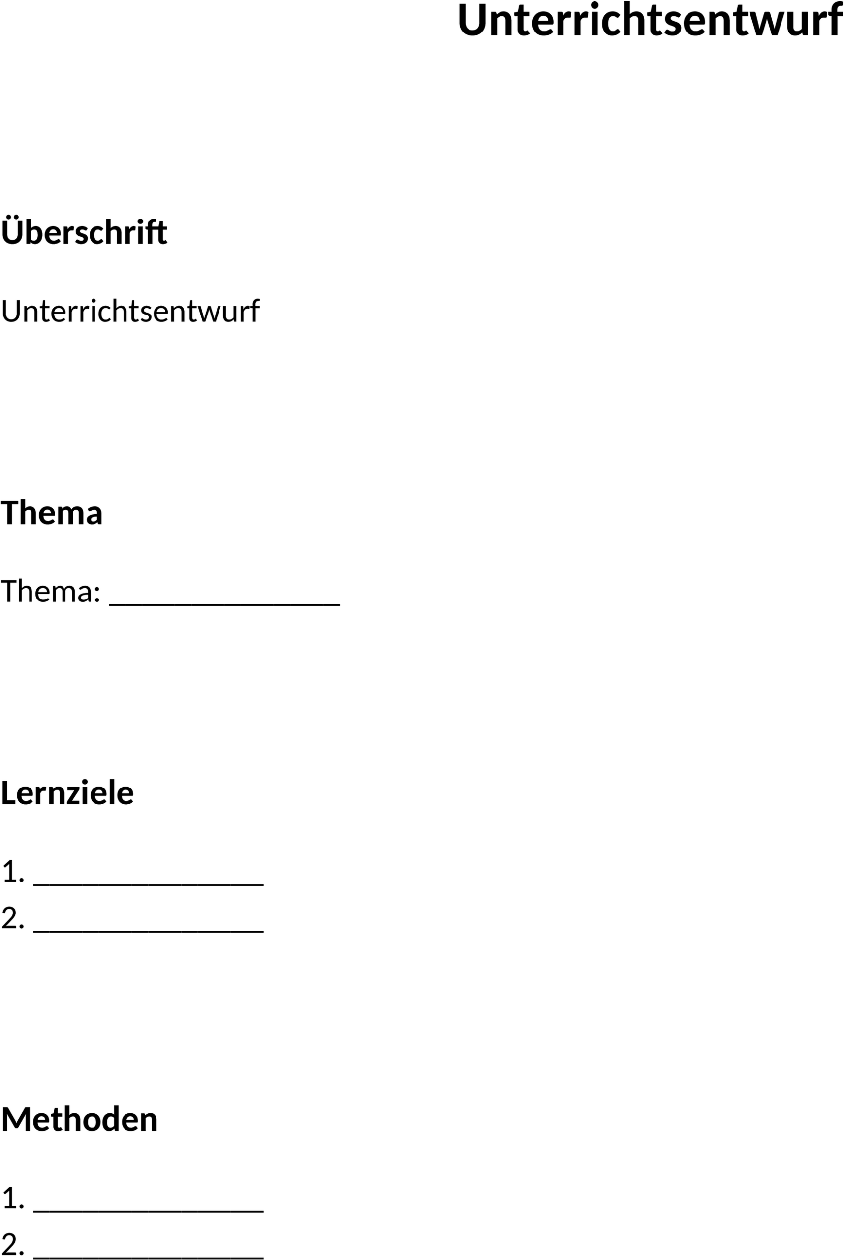 Unterrichtsentwurf Word-Vorlage für kreative Unterrichtsgestaltung