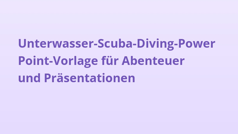 Unterwasser-Scuba-Diving-PowerPoint-Vorlage für Abenteuer und Präsentationen