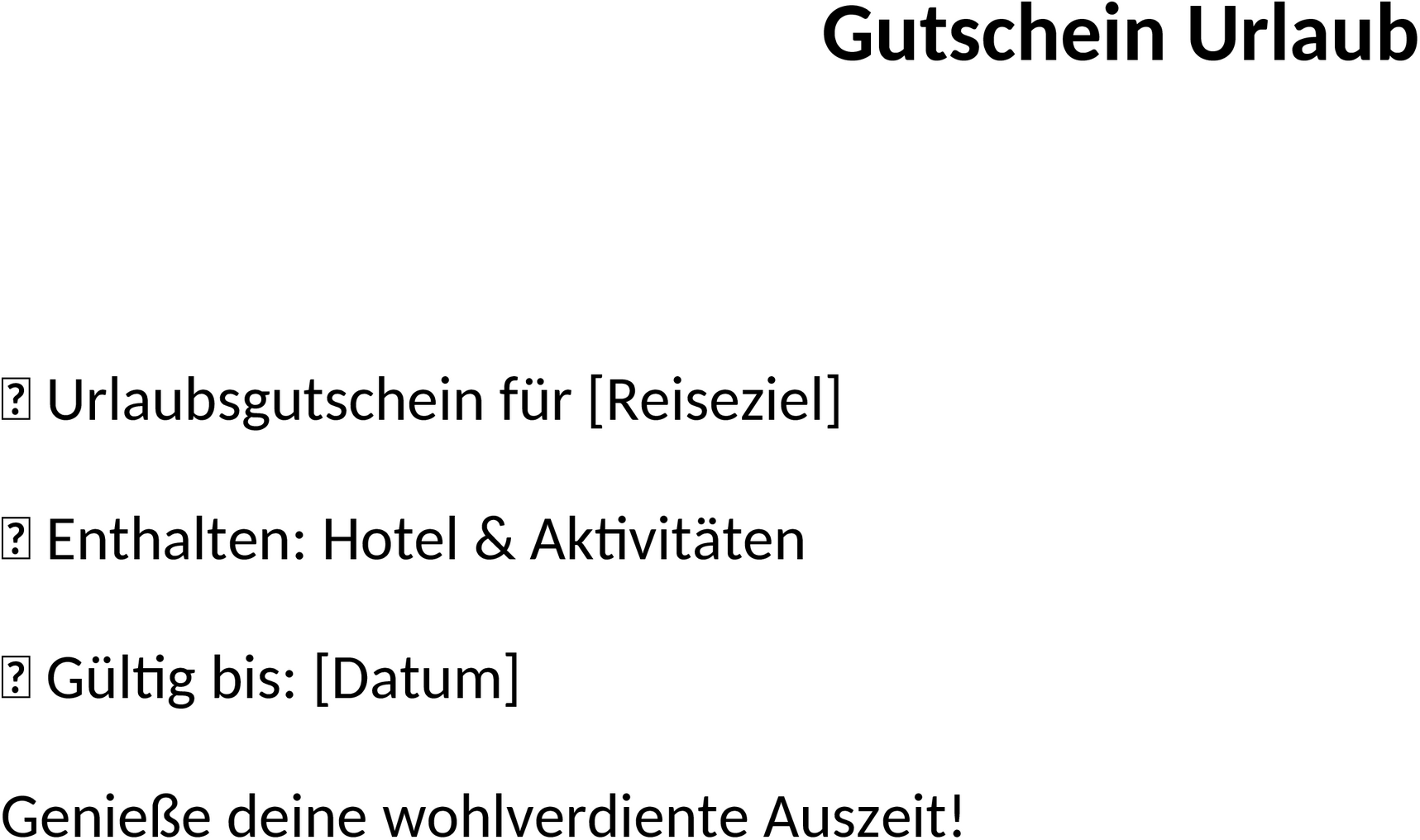 Gutschein Urlaub Word-Vorlage