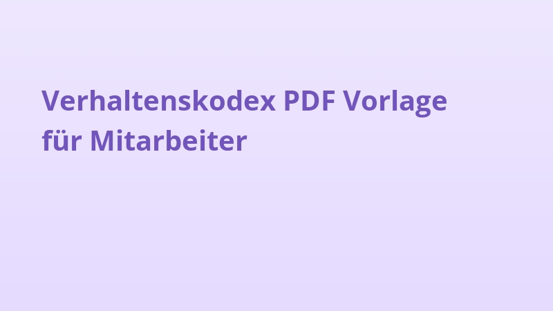 Verhaltenskodex PDF Vorlage für Mitarbeiter