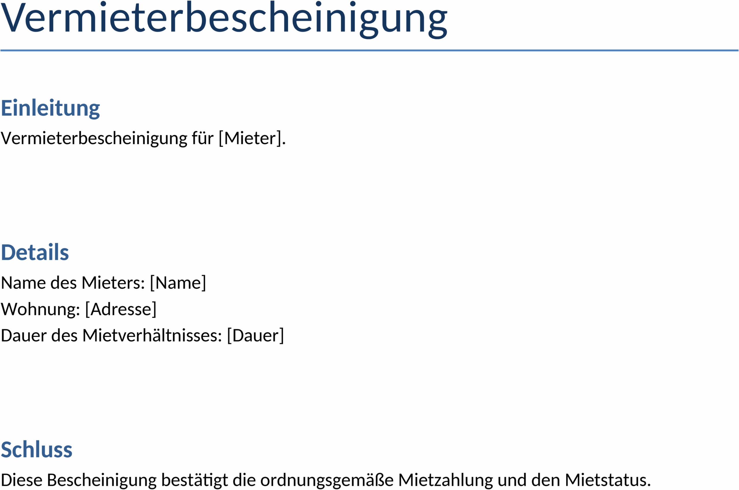 Vermieterbescheinigung Word-Formular