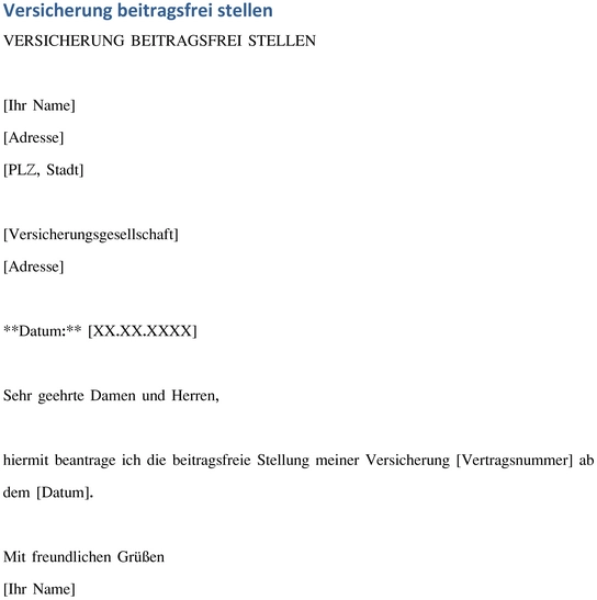versicherung-beitragsfrei-stellen