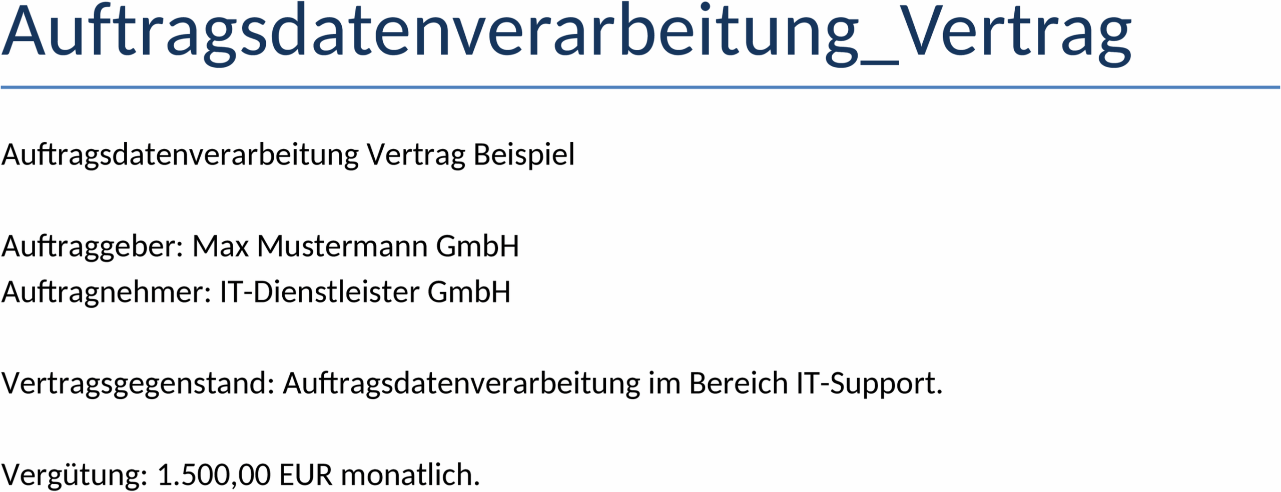 Vertrag zur Auftragsdatenverarbeitung als Word-Datei