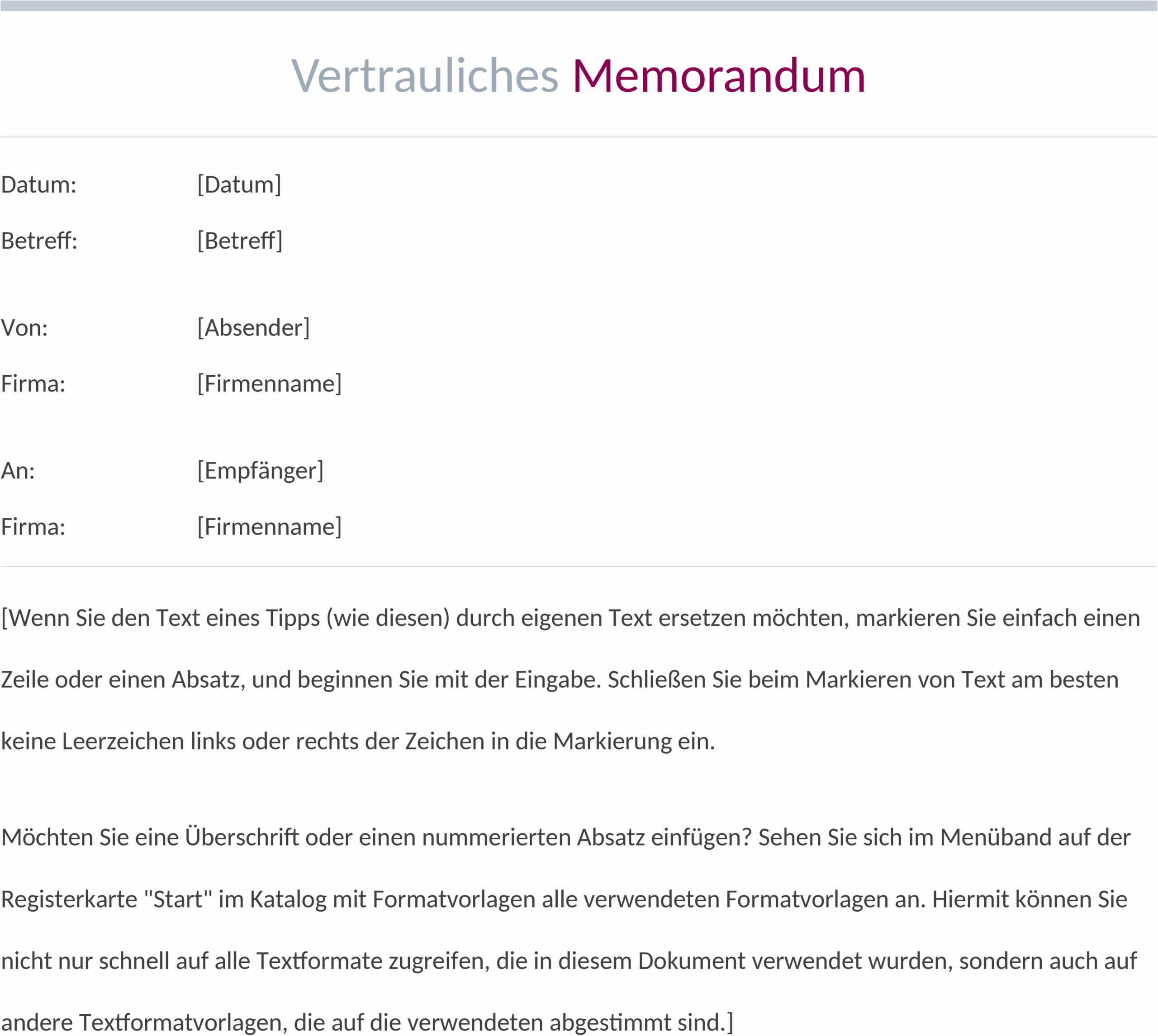 Vertrauliches Word-Memo