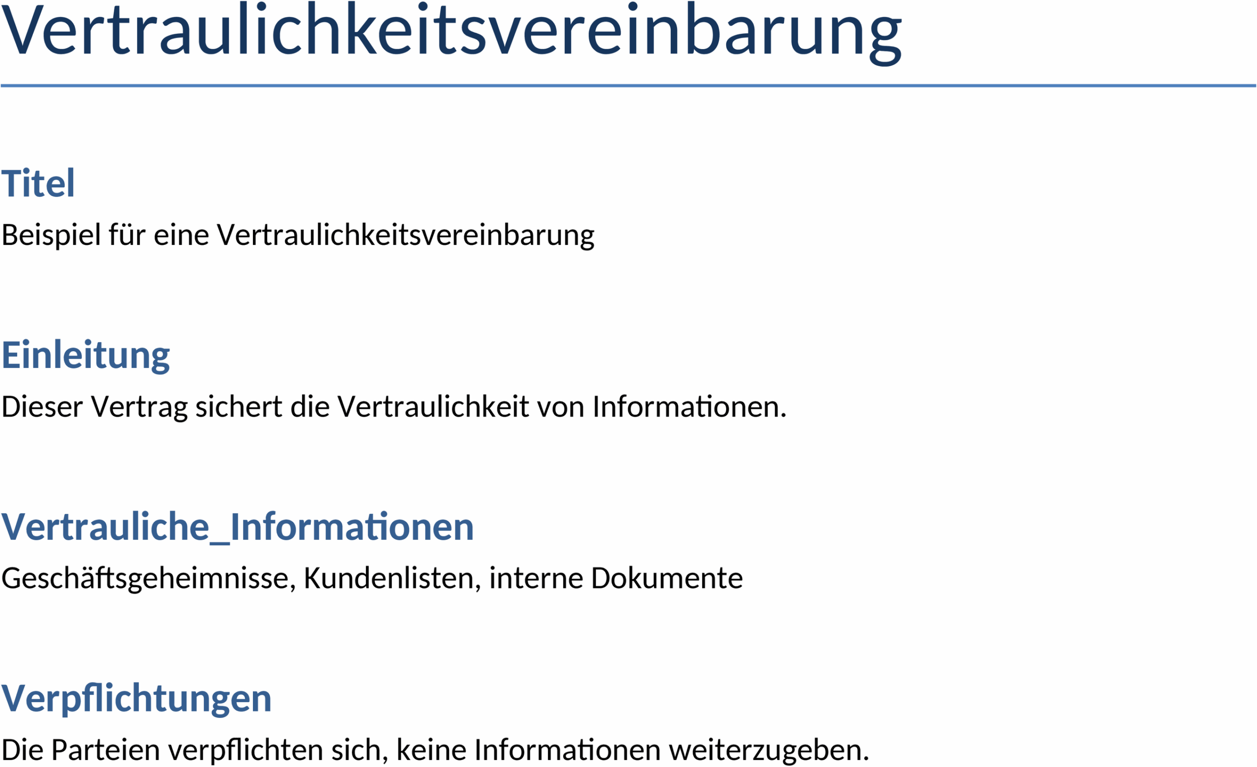 Vertraulichkeitsvereinbarung Word-Vorlage