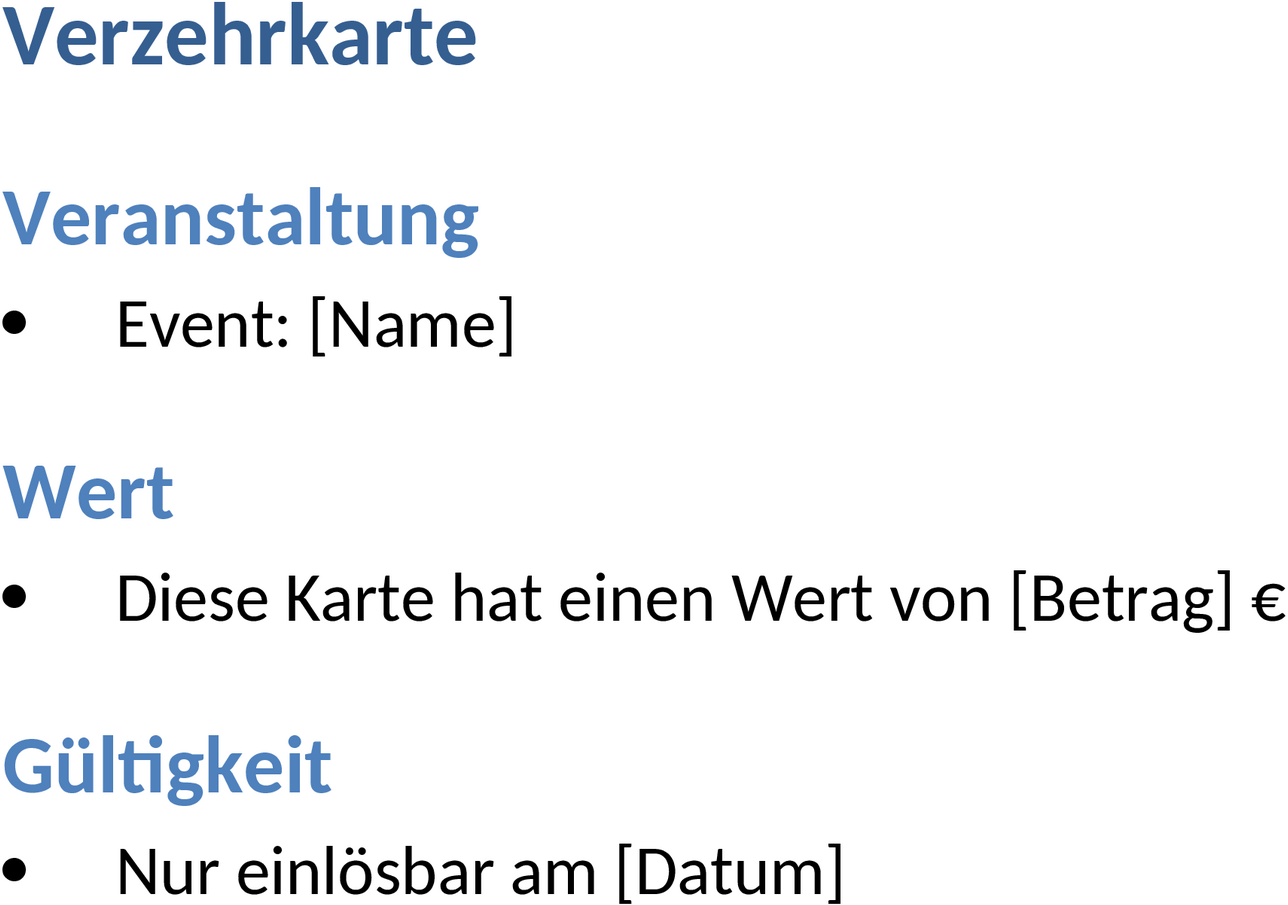 Verzehrkarten Word-Vorlage