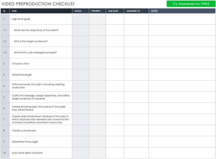 video-preproduction-checklist-vorlage-organisation