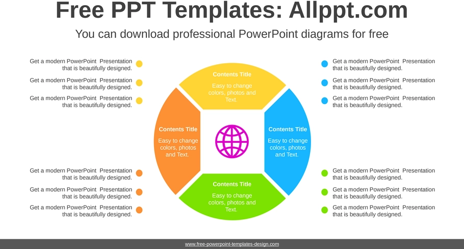 vier-geteilte-kreis-diagramm-powerpoint
