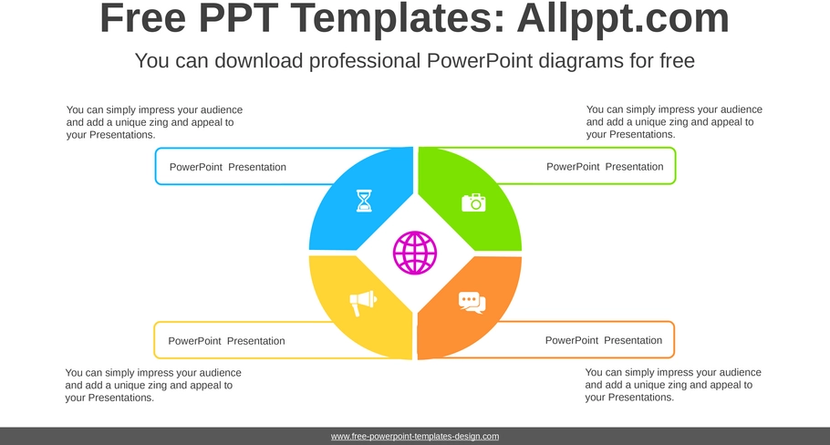 vier-geteiltes-kreisdiagramm-powerpoint-vorlage