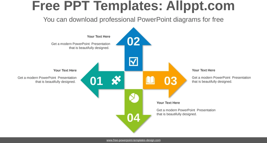 vier-radiale-pfeile-powerpoint-vorlage-diagramm