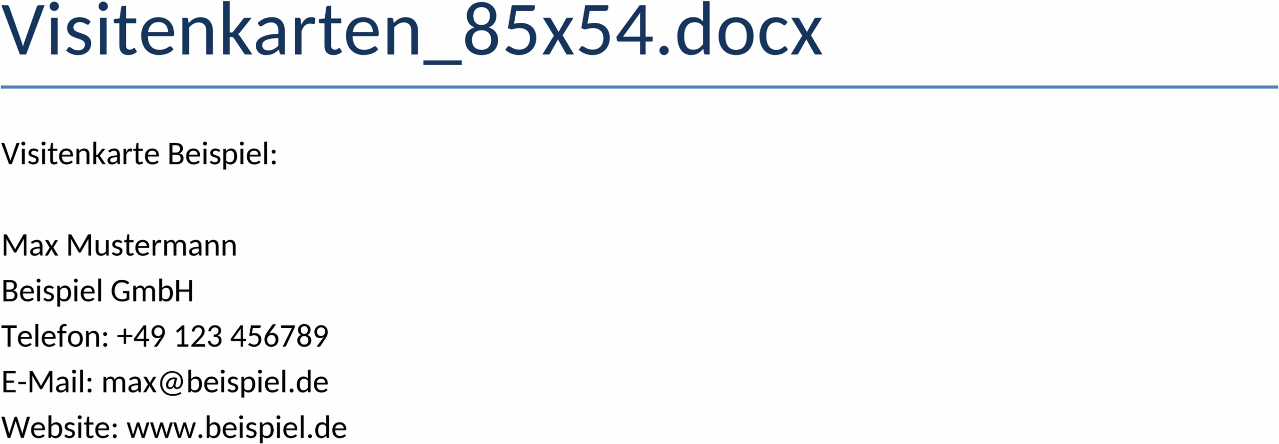 Visitenkarten Word-Format für Geschäftskontakte