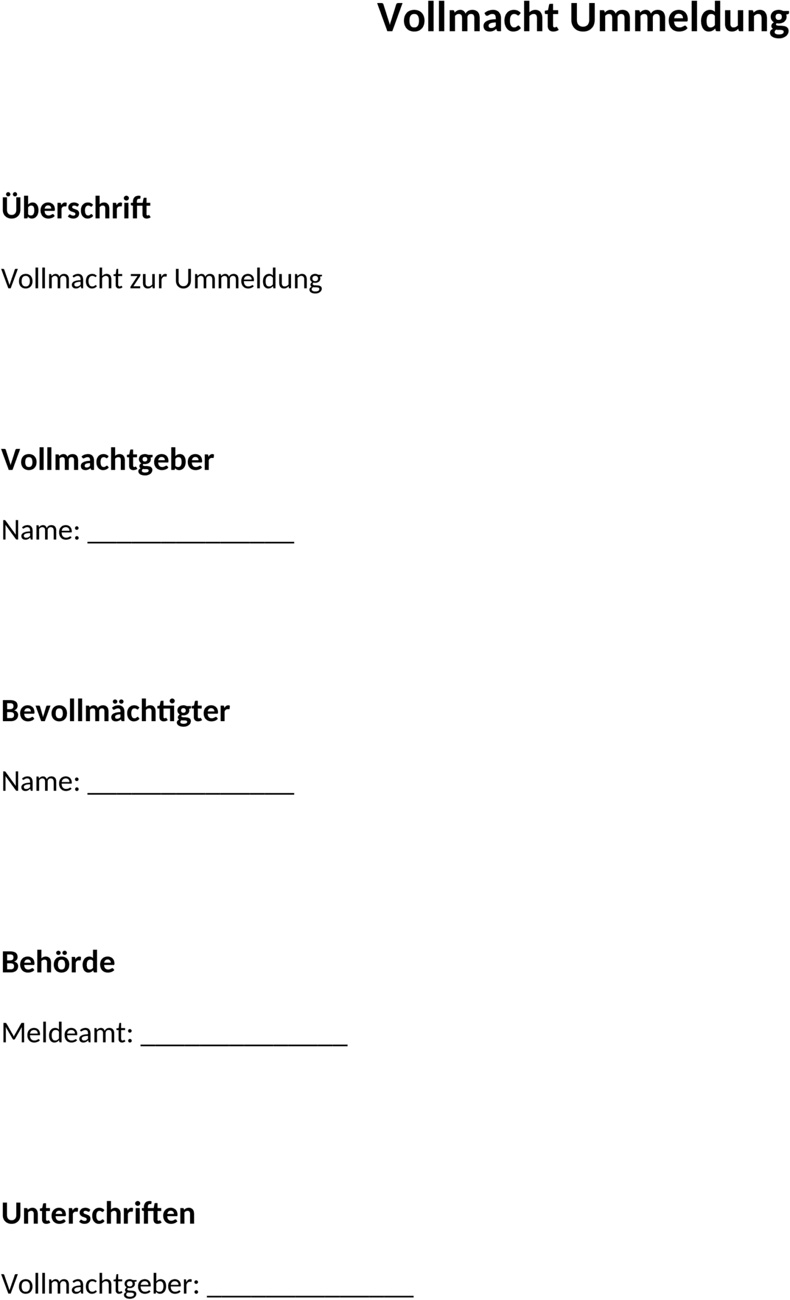 Word-Datei Vollmacht zur Ummeldung