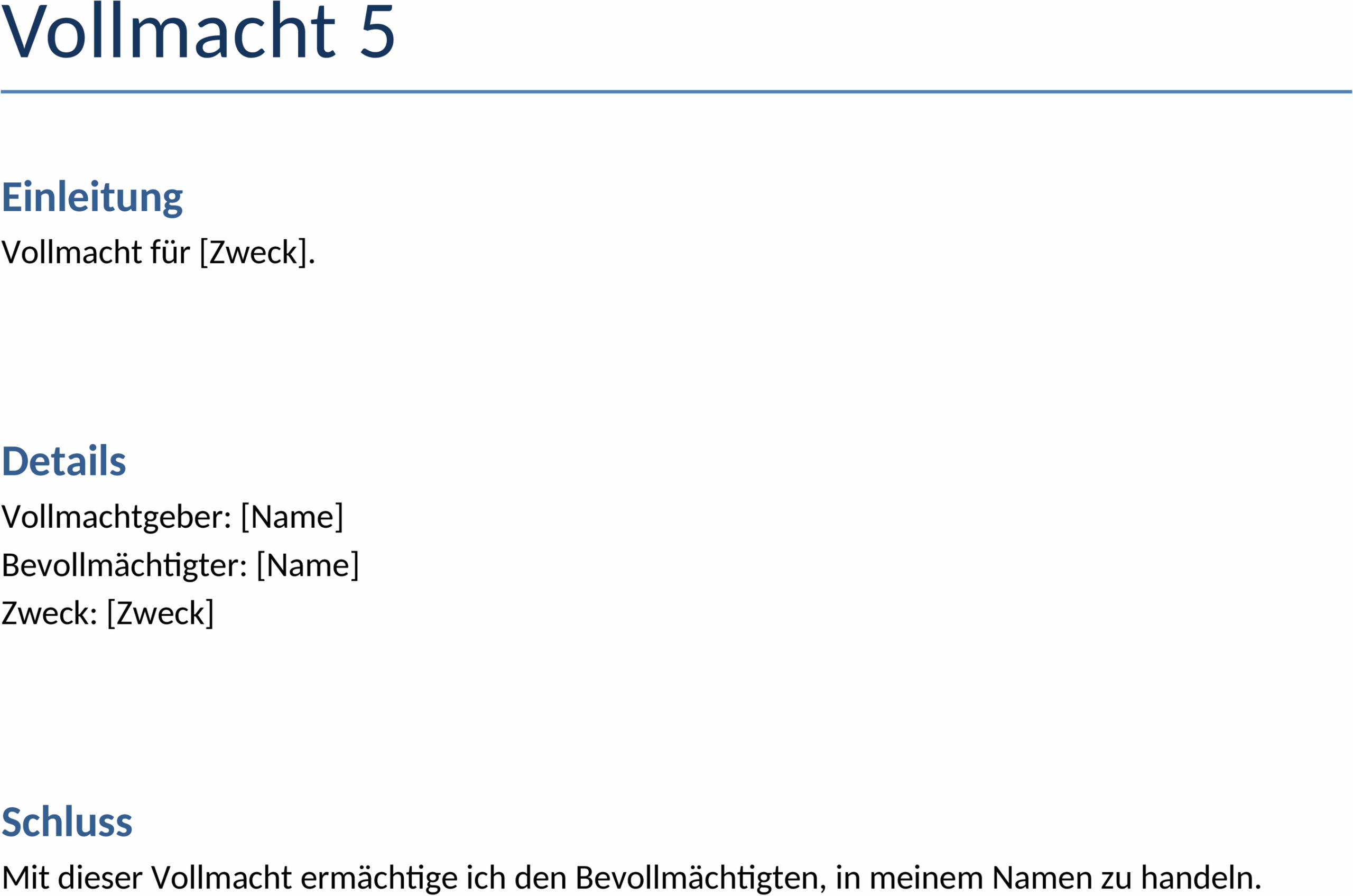 Vollmacht Vorlage Word