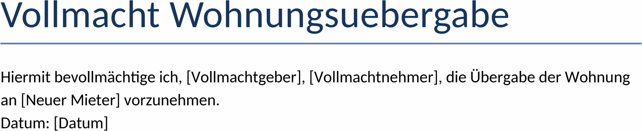 Vollmacht für Wohnungsübergabe
