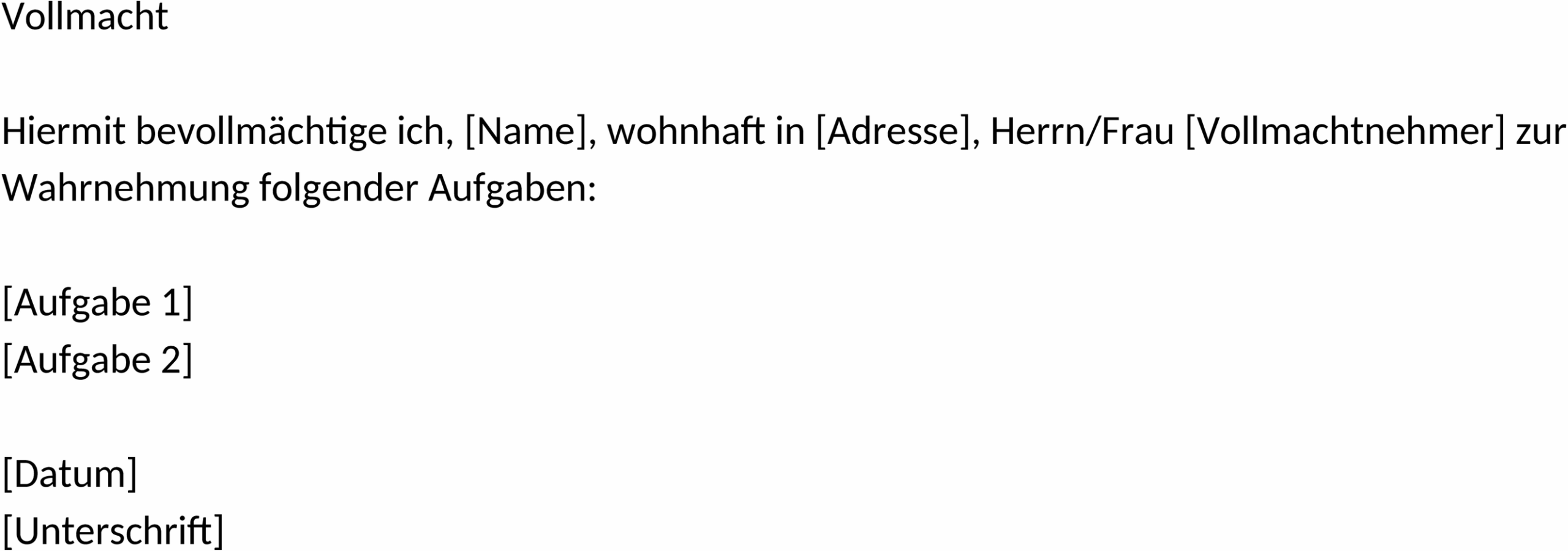 Vollmacht Word-Vorlage