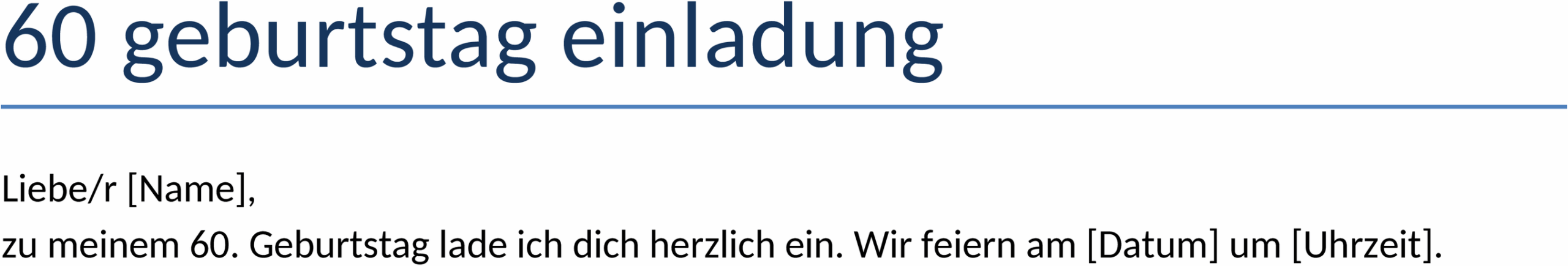 Vorlage für Einladung zum 60. Geburtstag