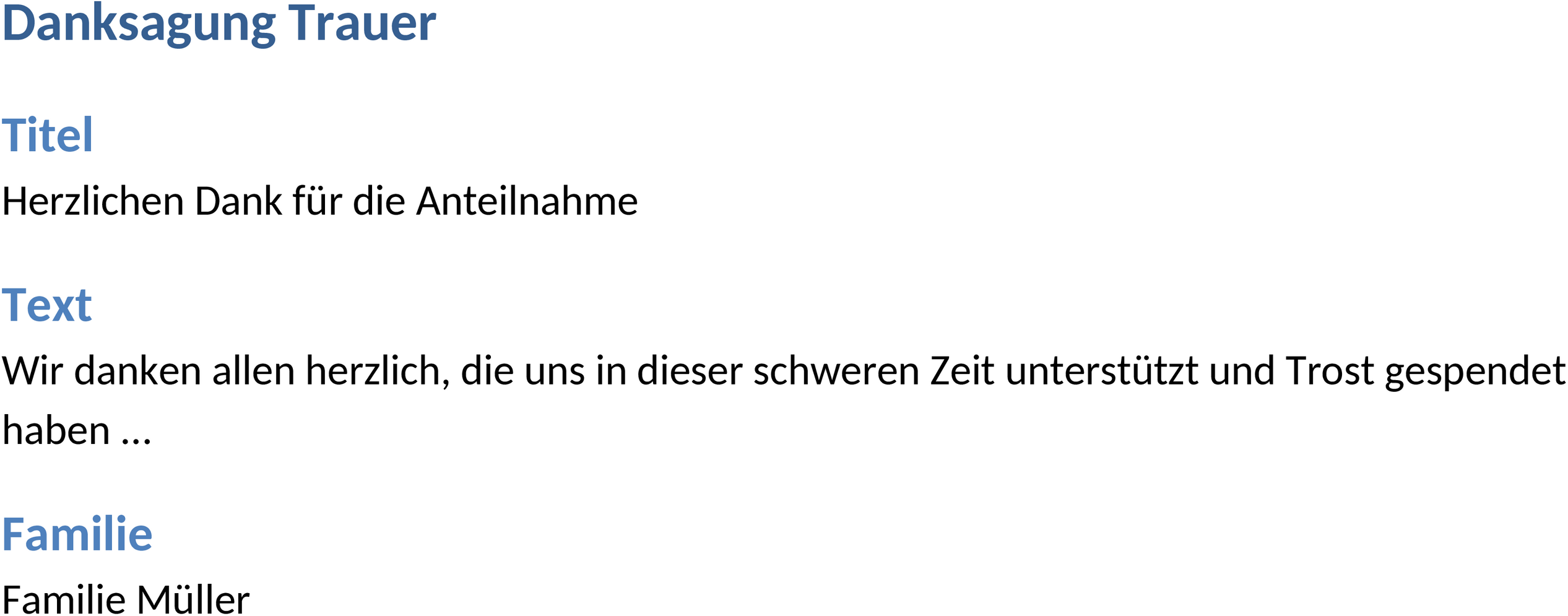 Word-Vorlage für Danksagung Trauer