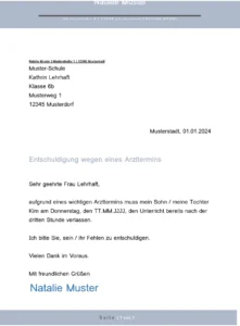 vorlage-entschuldigung-arzttermin-schule