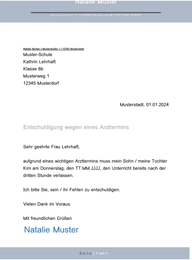 vorlage-entschuldigung-arzttermin-schule
