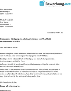 vorlage-fristgerechte-kuendigung-arbeitverhaeltnis