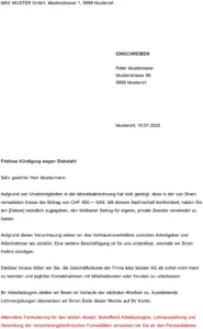 vorlage-fristlose-kuendigung-wegen-diebstahl