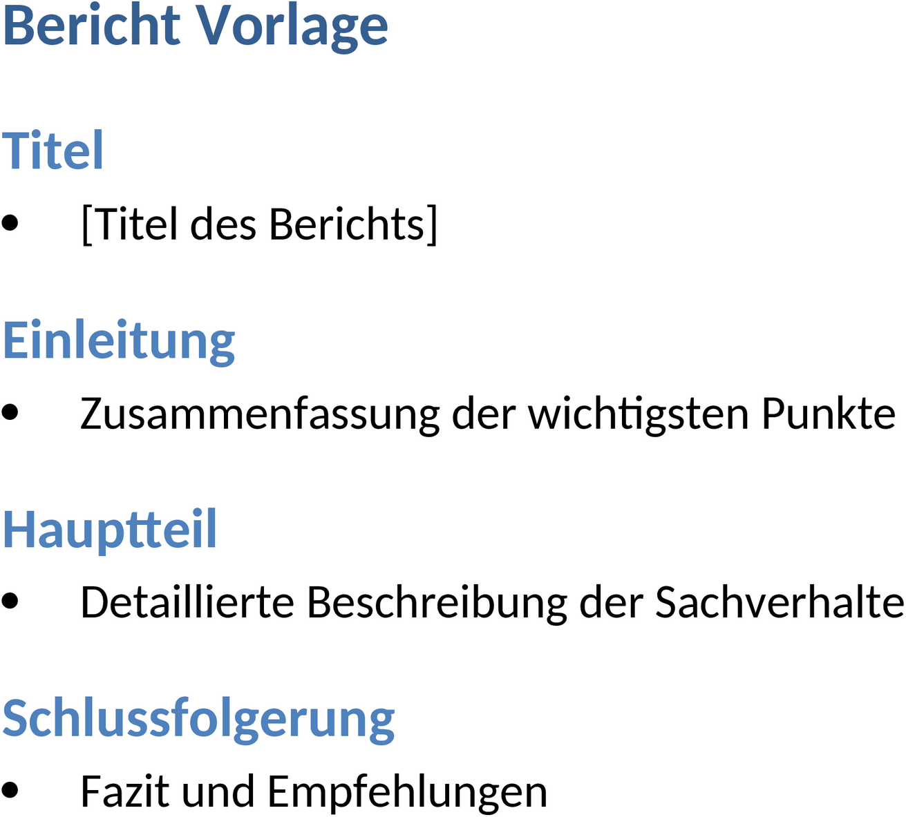 Vorlage für Berichte als Word-Datei