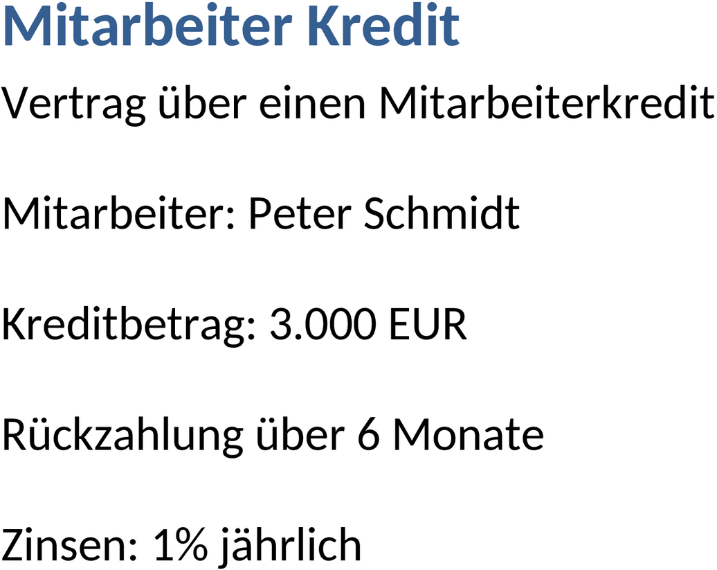 Vorlage für Mitarbeiterkredit in Word