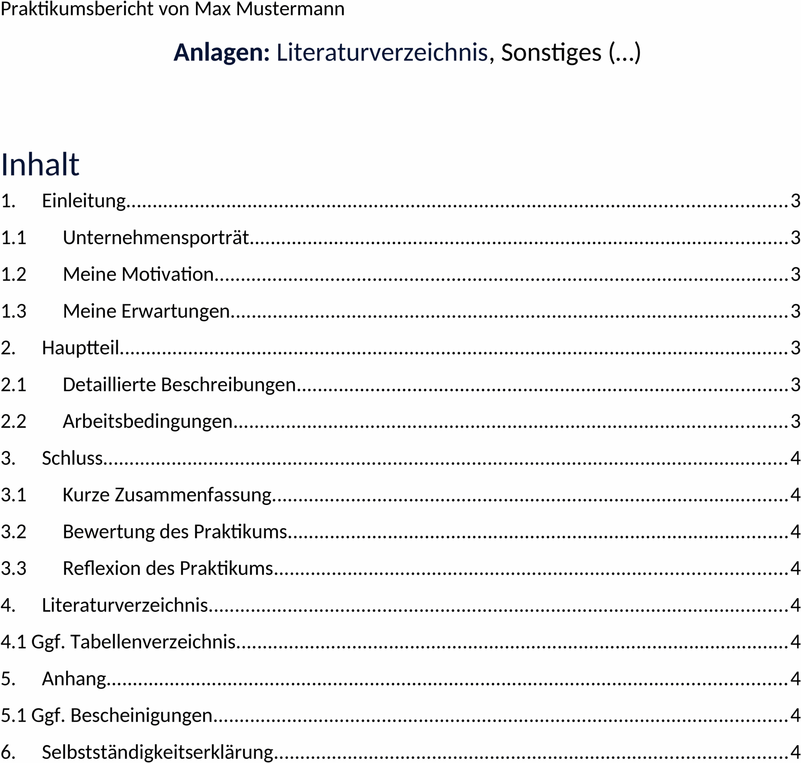 Praktikumsbericht-Word-Vorlage für Studenten