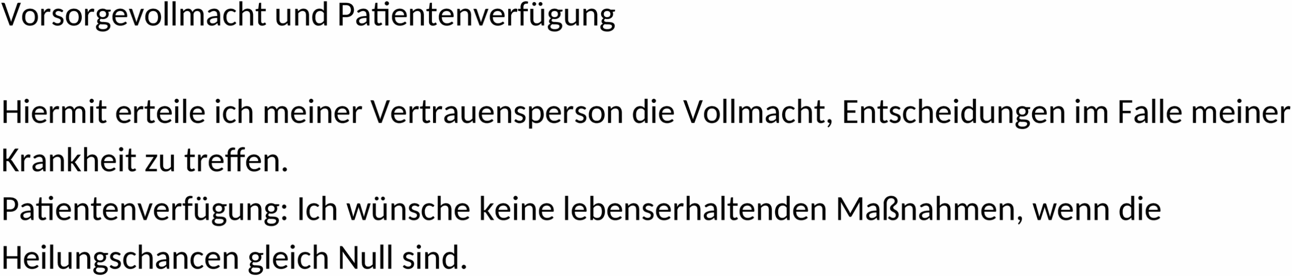 Word-Dokument für Vorsorgevollmacht und Patientenverfügung