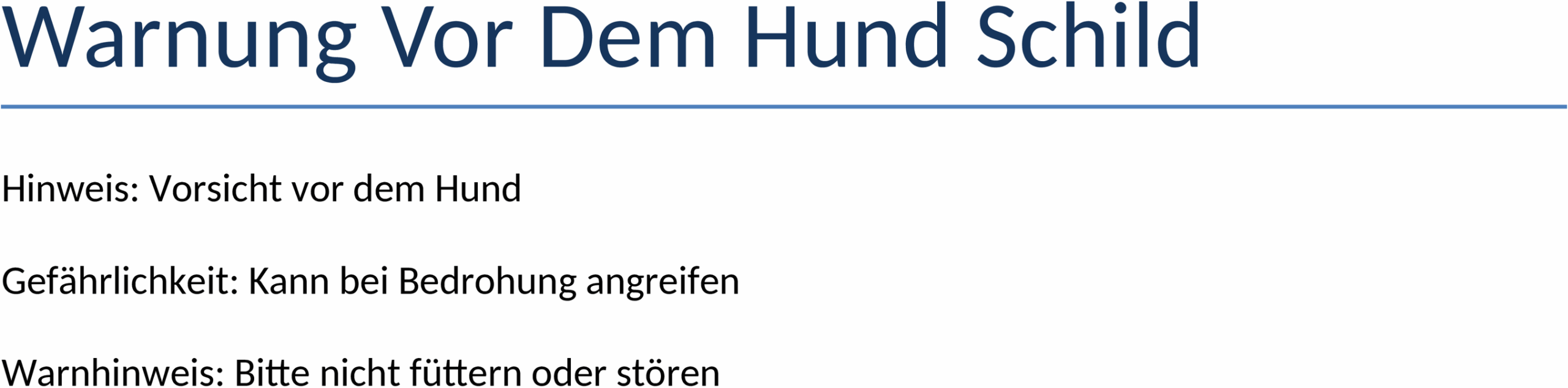 Word-Dokument Warnung vor dem Hund Schild
