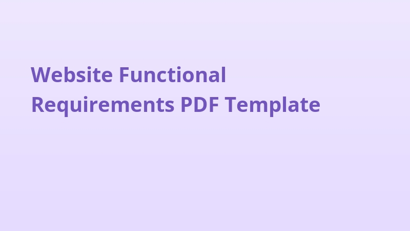 Website Functional Requirements PDF Template