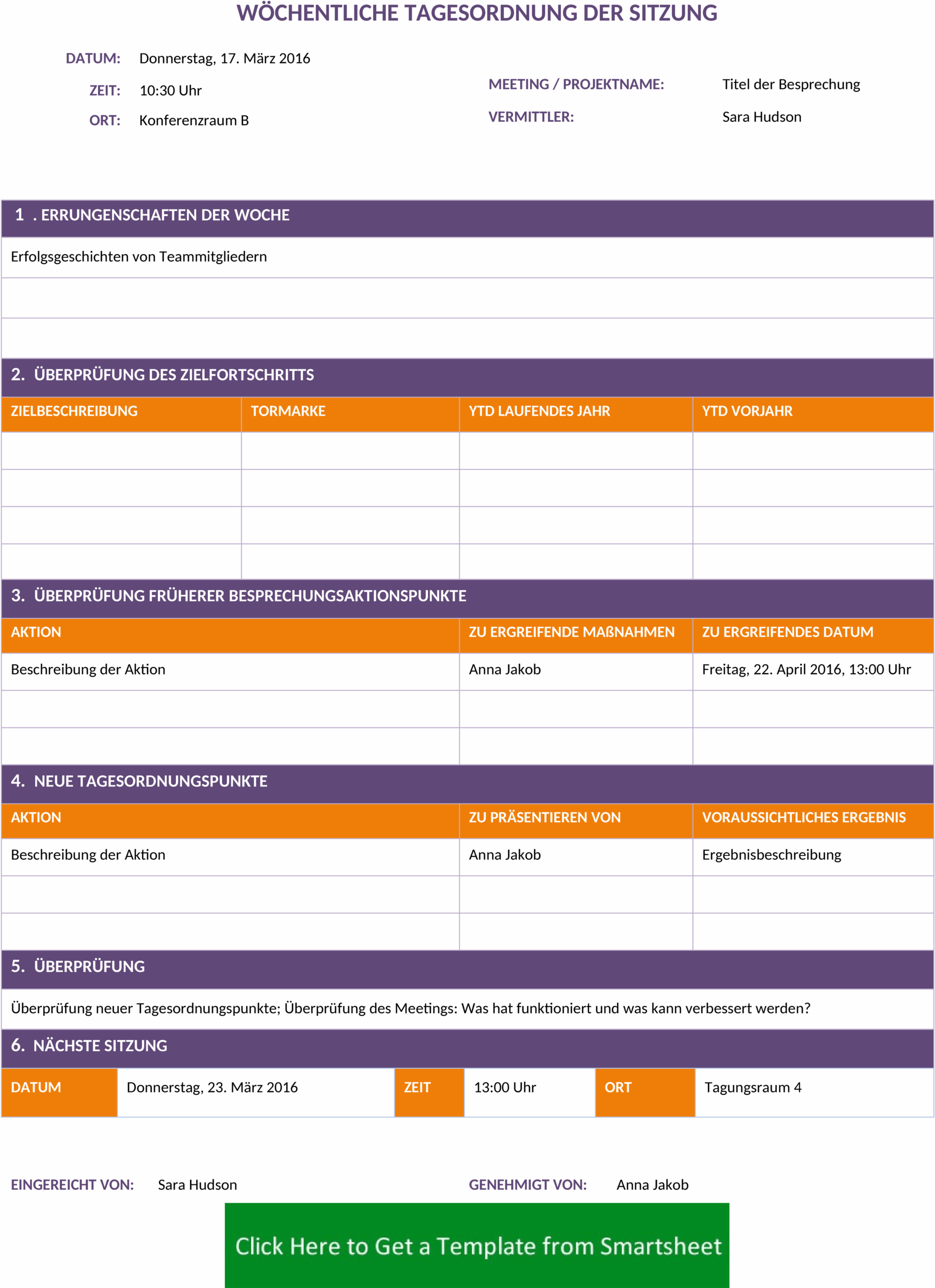 Weekly Agenda Word-Vorlage