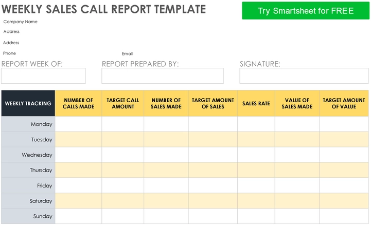 weekly-sales-call-report-vorlage