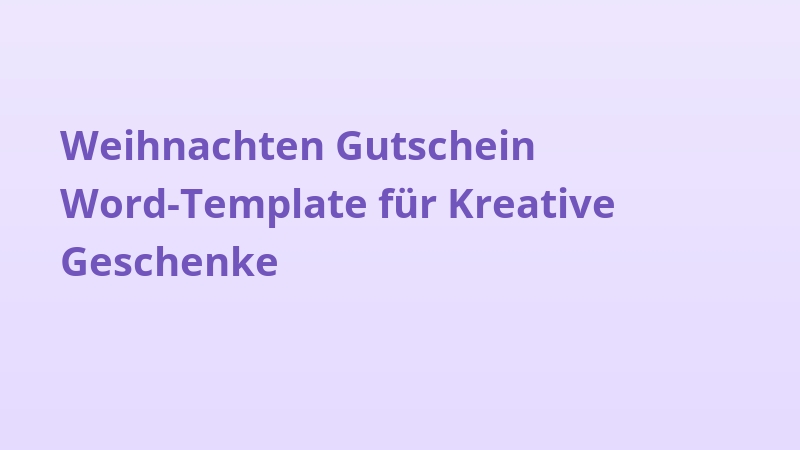 Weihnachten Gutschein Word-Template für Kreative Geschenke