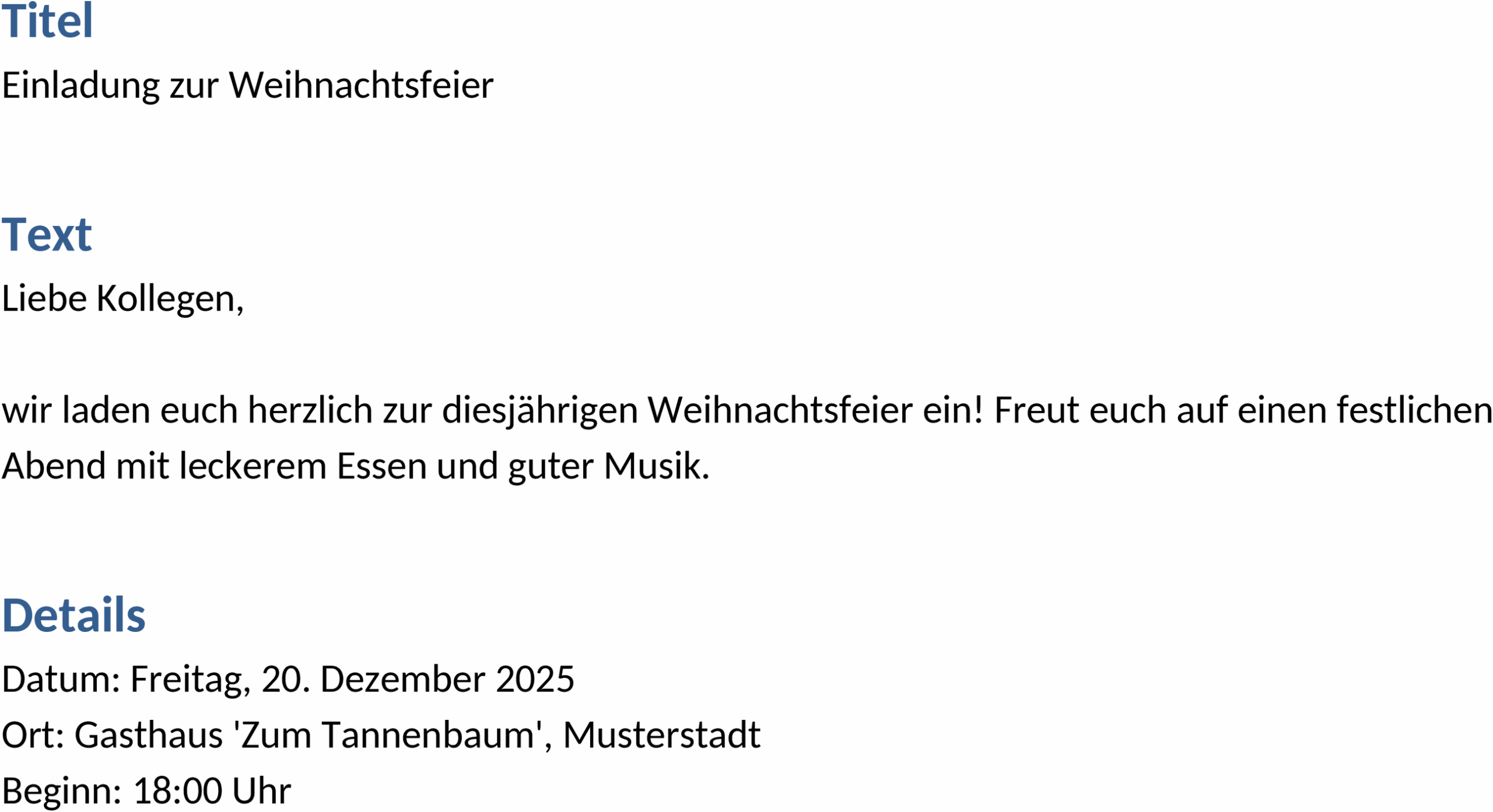 Word-Vorlage für Weihnachtsfeier-Einladung