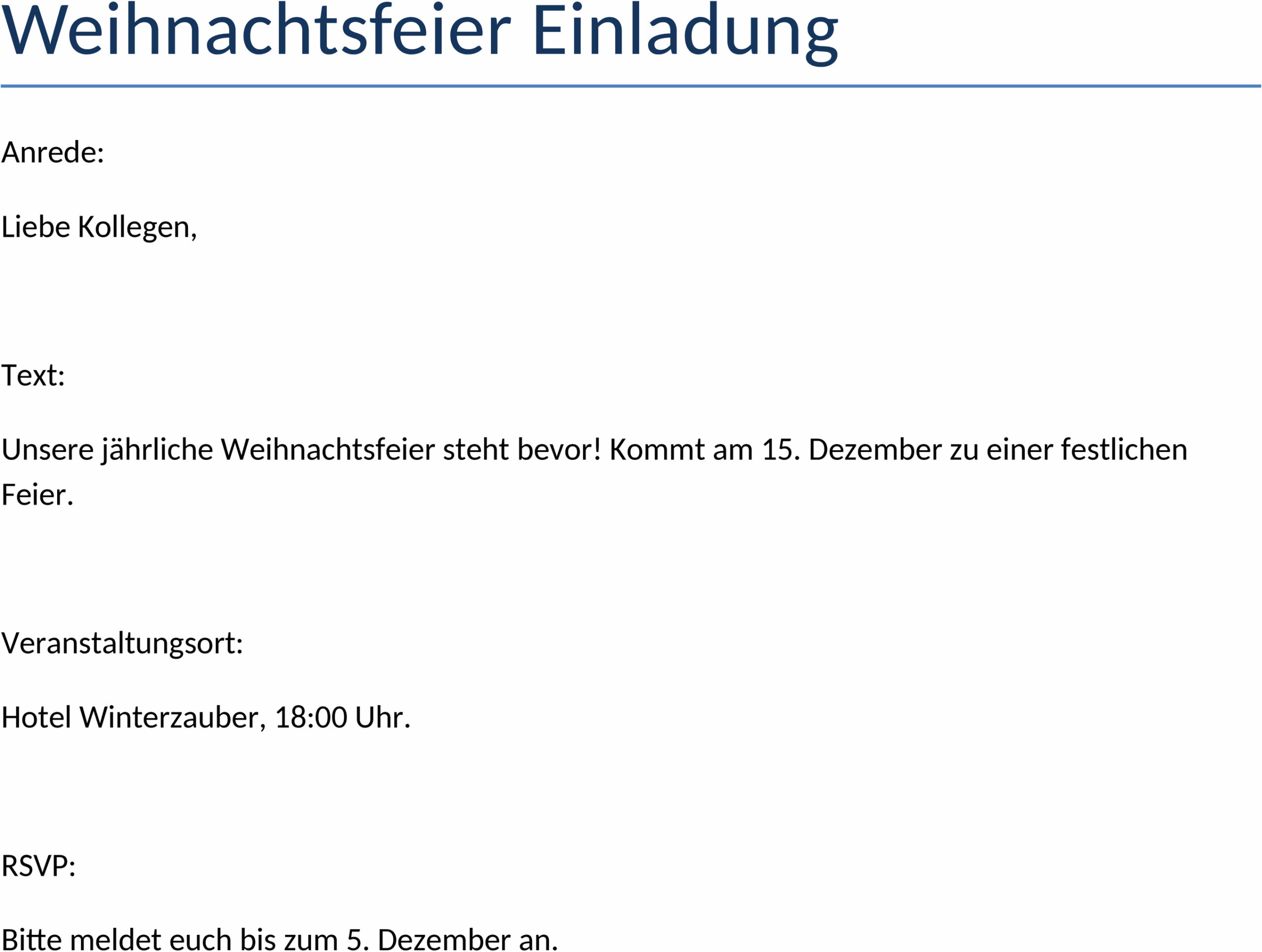 Weihnachtsfeier Einladung Vorlage im Word-Format