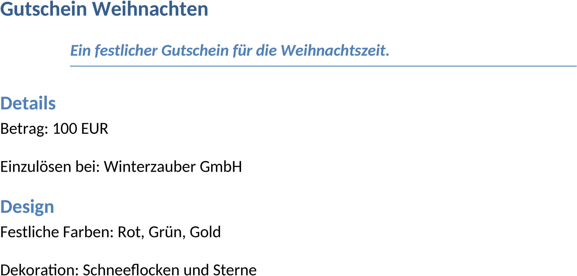 Weihnachtsgutschein Word-Template