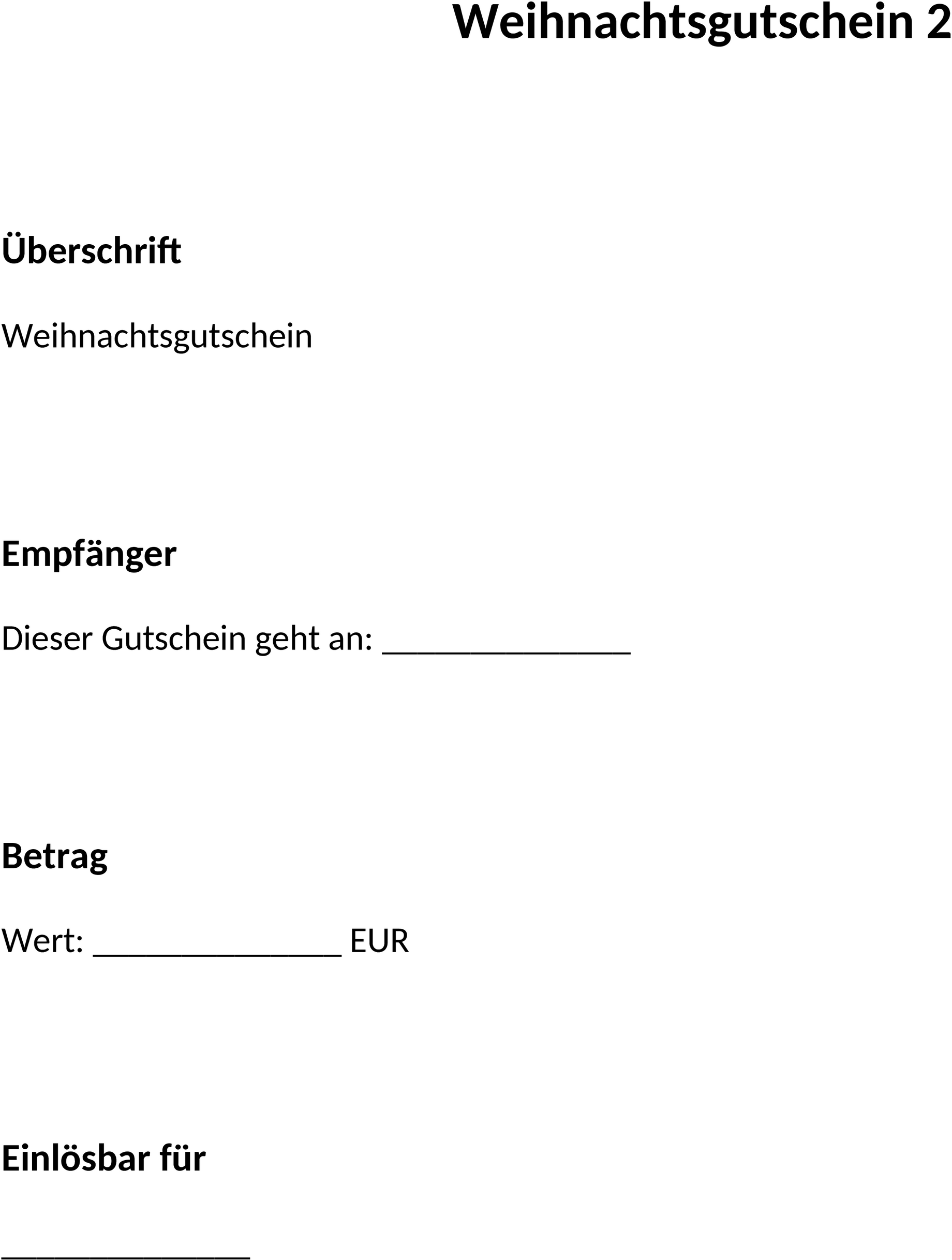 Weihnachtsgutschein als Word-Datei