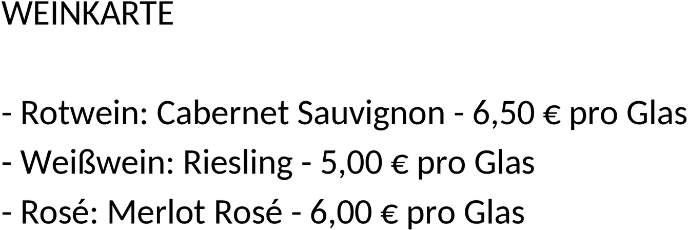 Weinkarte DOCX Vorlage
