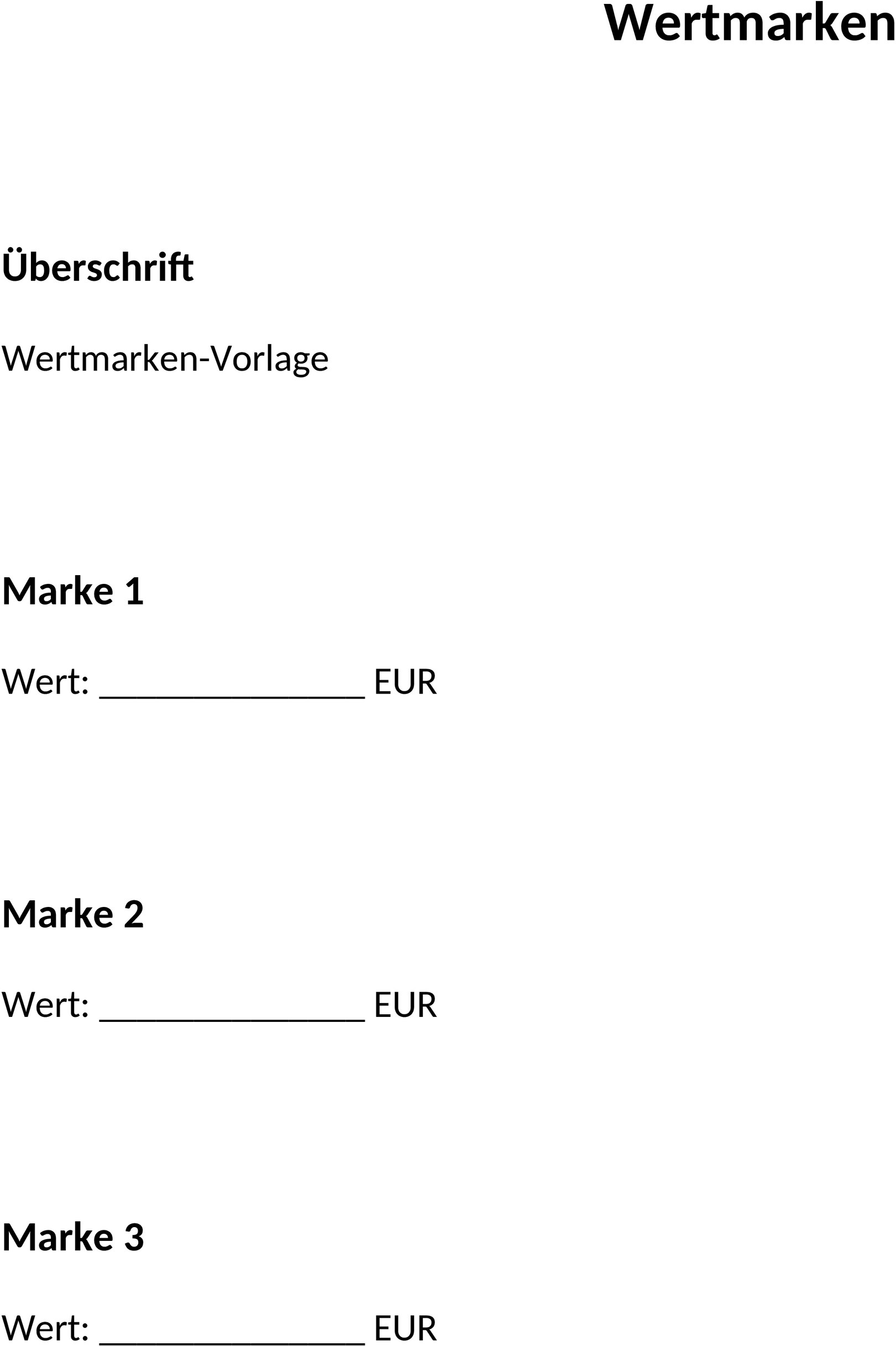 Wertmarken Word-Dokument