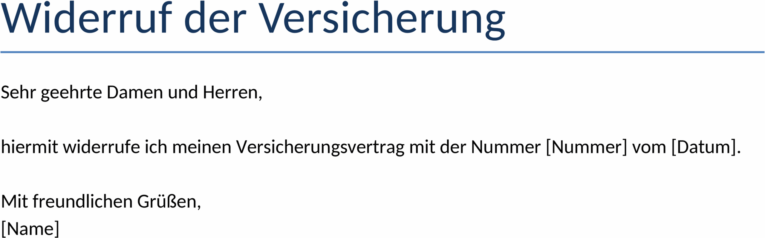 Widerruf Versicherung Word-Vorlage