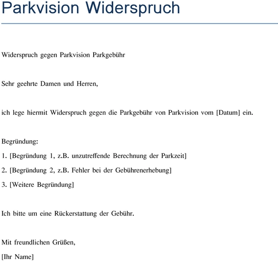 widerspruch-gegen-parkgebuehr-vorlage
