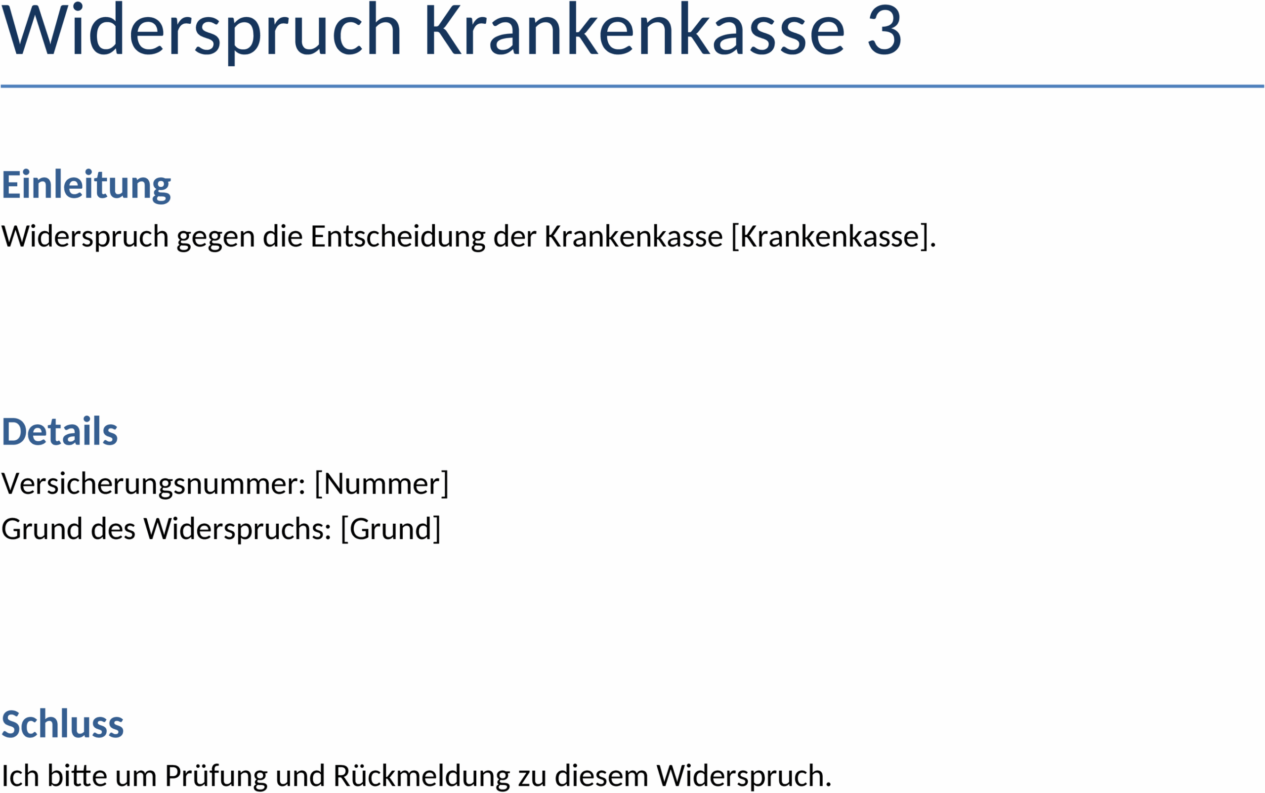 Word-Vorlage Widerspruch Krankenkasse