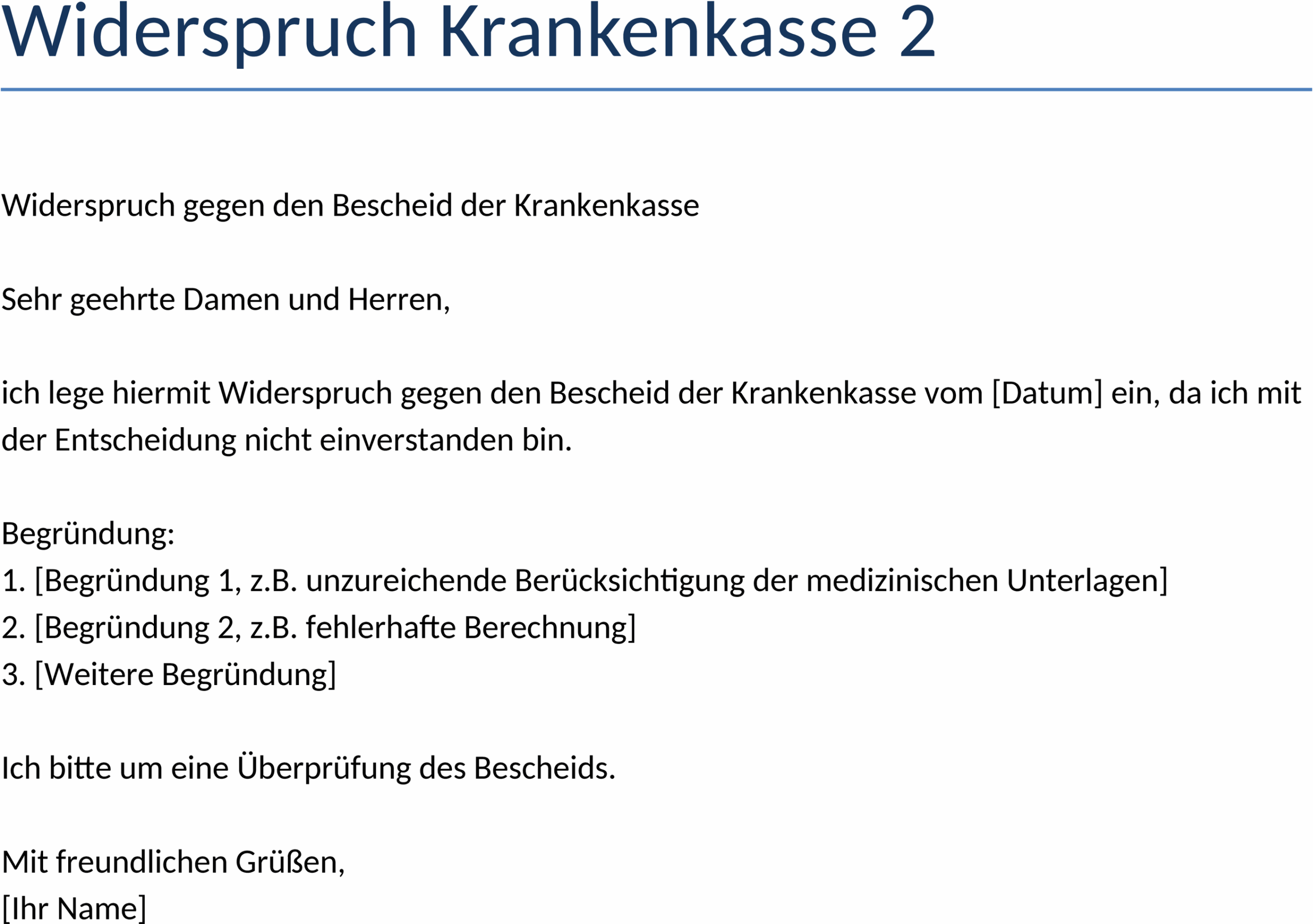 Word-Dokument Widerspruch Krankenkasse
